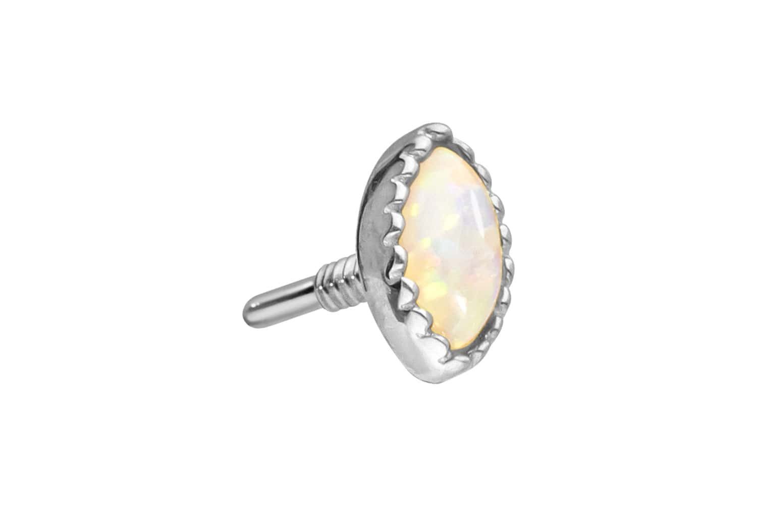 Piercing-Set 14 Karat Gold Schraubaufsatz mit Außengewinde OVALER SYNTHETISCHER