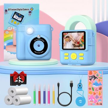 Gofunly Multifunktionale Sofortdruckkamera Kinderkamera (12 MP, 16x opt. Zoom, inkl. mit 1000mAh Akku und gratis 32GB-Karte für stundenlange Nutzung, 2,4-Zoll-IPS-Bildschirm,16-fachem Digitalzoom & 1080P-Videoaufnahmen)