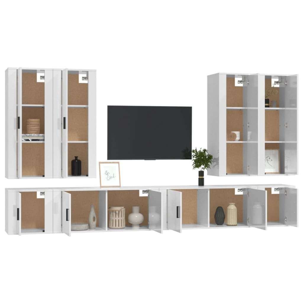 (8-St) Hochglanz-Weiß TV-Schrank-Set 8-tlg. Holzwerkstoff vidaXL TV-Schrank