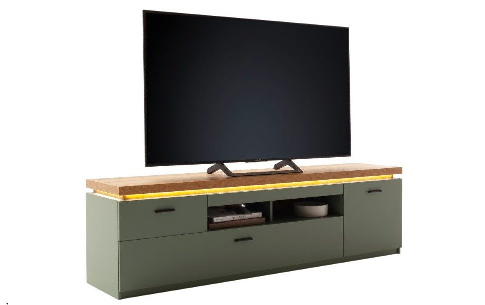 MCA furniture Lowboard TV-Board Moniz 1, Salbei grün / Eiche Evoke, Lowboard ca. 200 cm, TV Element, TV-Board, Unteschrank, TV-Schrank