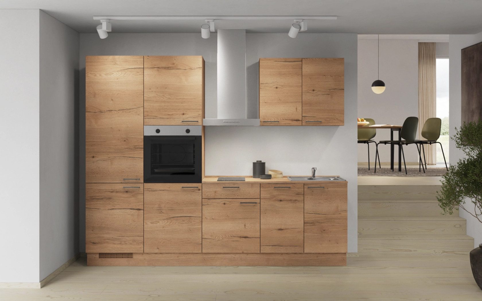 nobilia® Küchenzeile Kanel, individuell anpassbar, gratis Küchenplanung mit Profis, (Breite 270 cm), vormontiert, wahlw. mit E-Geräten, inkl. Lieferung