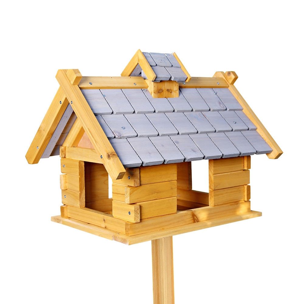Vogelhaus Vogelhaus aus Holz in Grau Vogelfutterhaus Vogelhäuschen