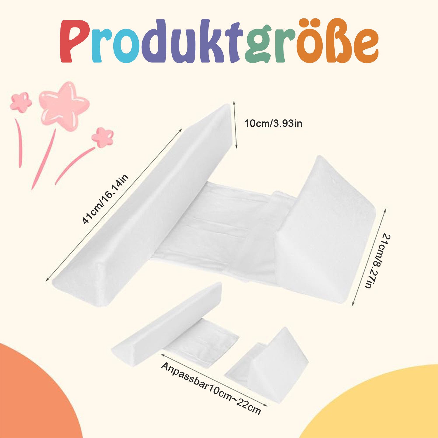 AIMAX Babykissen Säuglingslagerungskissen Abnehmbares und Verstellbares Lagerungskissen, 45° Nclined Support Anti-Roll Seitenschläferkissen für Babyformung
