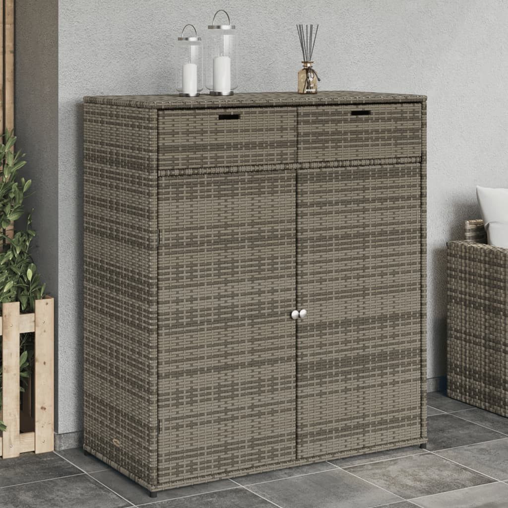 vidaXL Garten-Geräteschrank 105 x 55 x 113 cm Gartenschrank Grau 105x55x113 cm Polyrattan