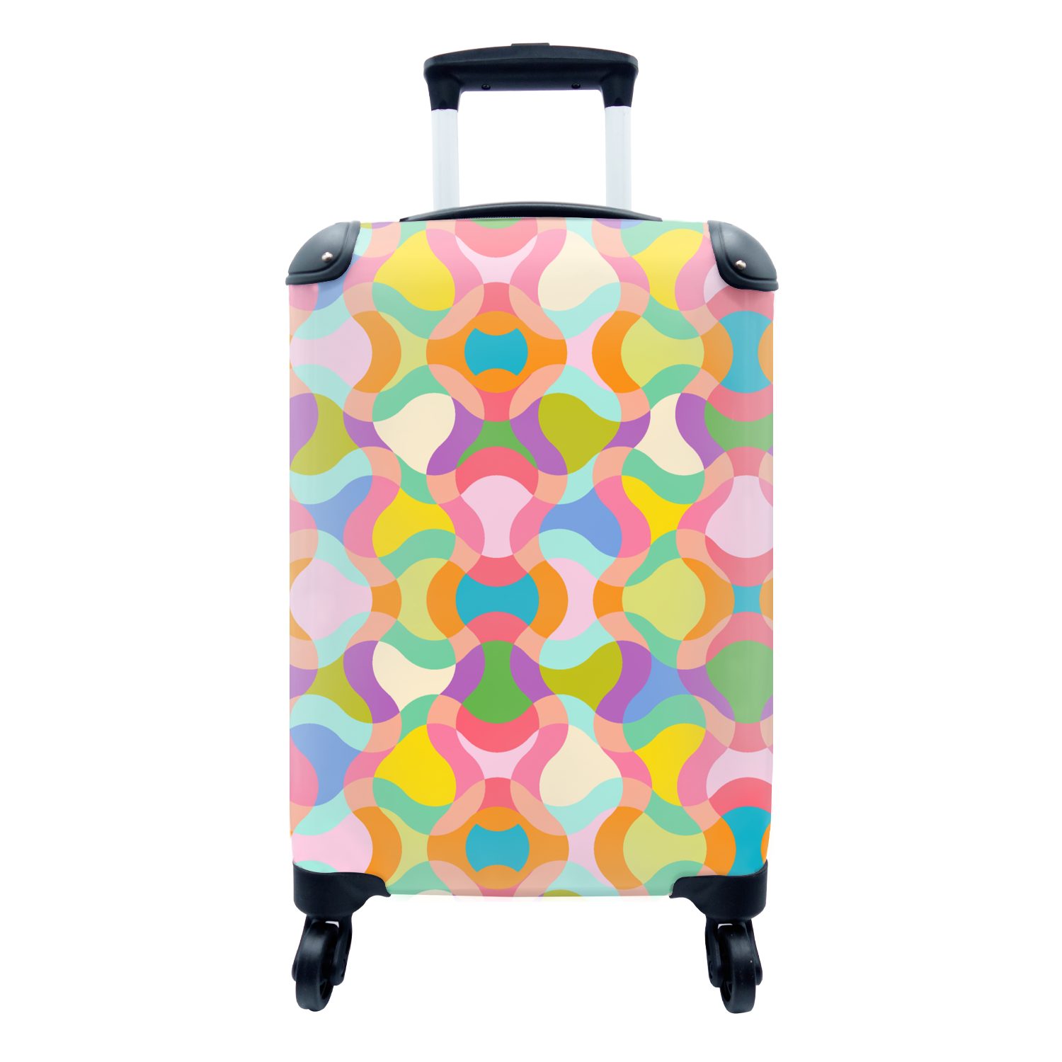 MuchoWow Handgepäckkoffer Design - Abstrakt - Farben - Retro, 4 Rollen, Reisetasche mit rollen, Handgepäck für Ferien, Trolley, Reisekoffer