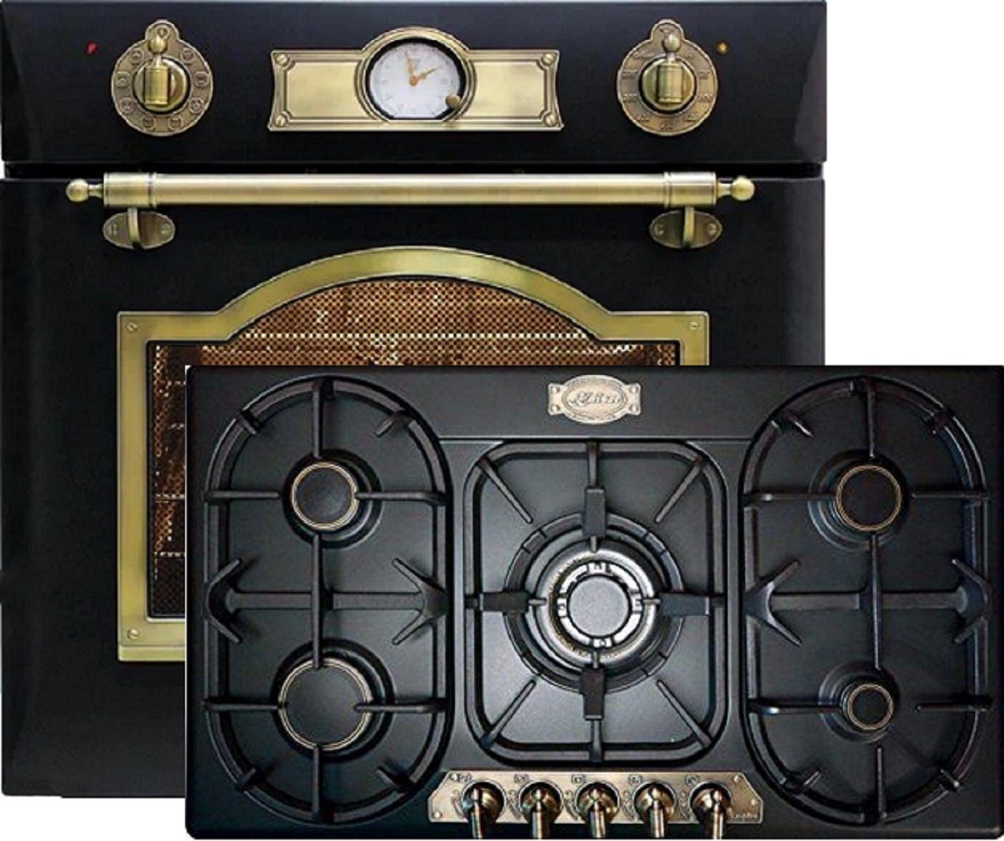 Kaiser Küchengeräte Backofen-Set Herd Set Autark Einbau Gasbackofen 67L, 60 cm +Gas-Kochfeld 90 cm EG 6345 Em+KG 9325 Em., mit 1-fach-Teleskopauszug