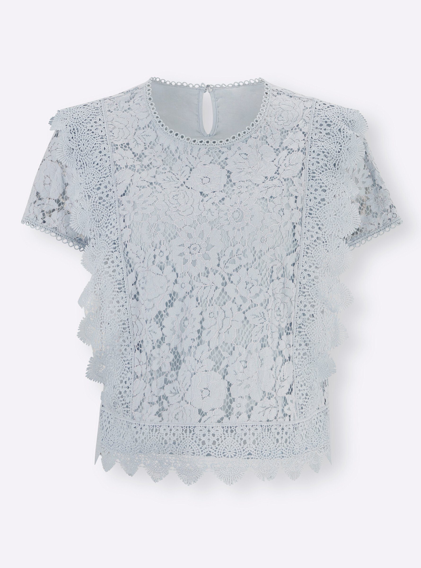 heine Klassische Bluse Spitzen-Bluse Kurzarm