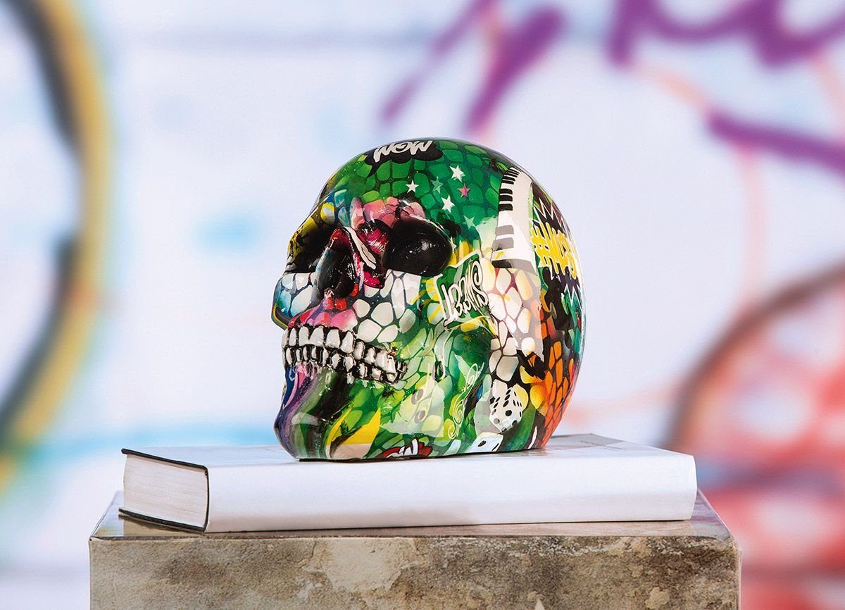 Dekoobjekt Poly Totenkopf Street Art bunt Augen schwarz Zähne schwarz/weiß Höhe 1