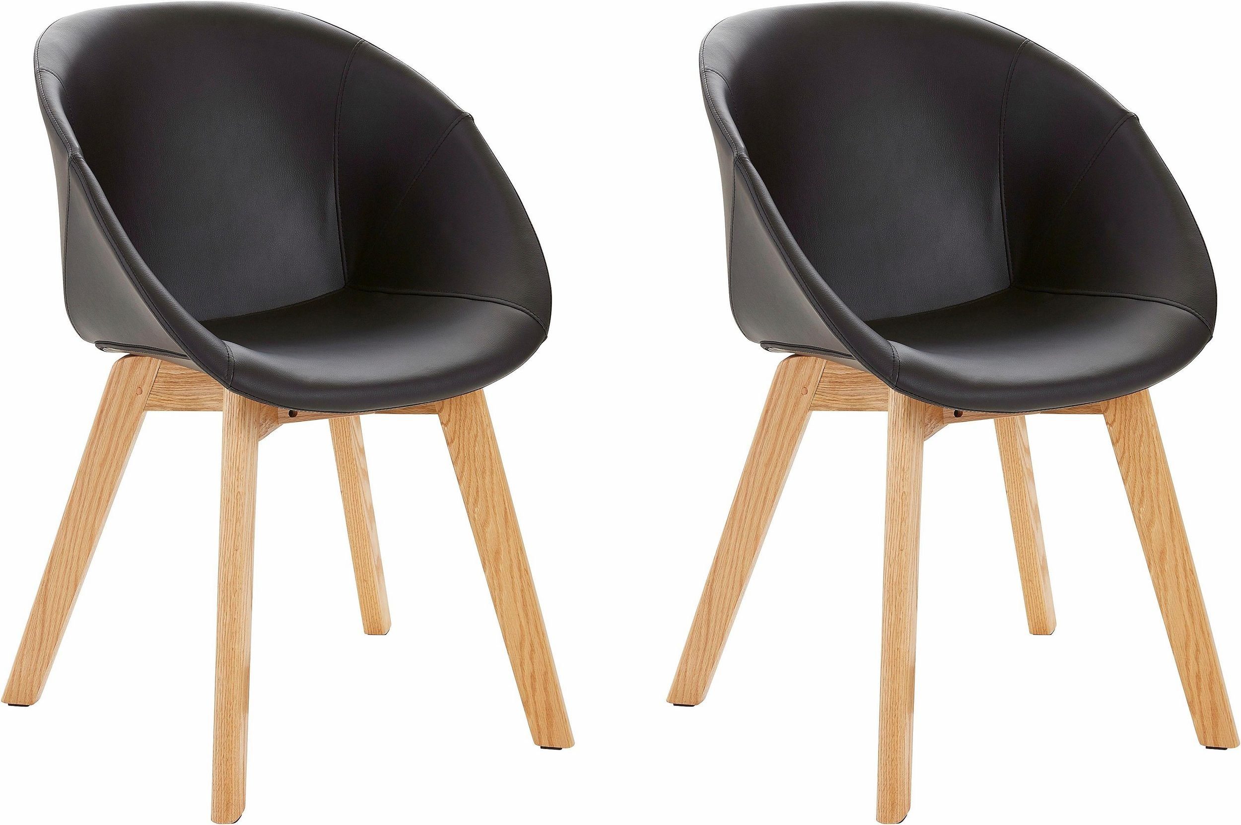 loft24 Esszimmerstuhl Baxter (2er-Set, 2 St), Stuhl, Schlalenstuhl, Polsterstuhl, Lederoptik, Skandinavisches Design