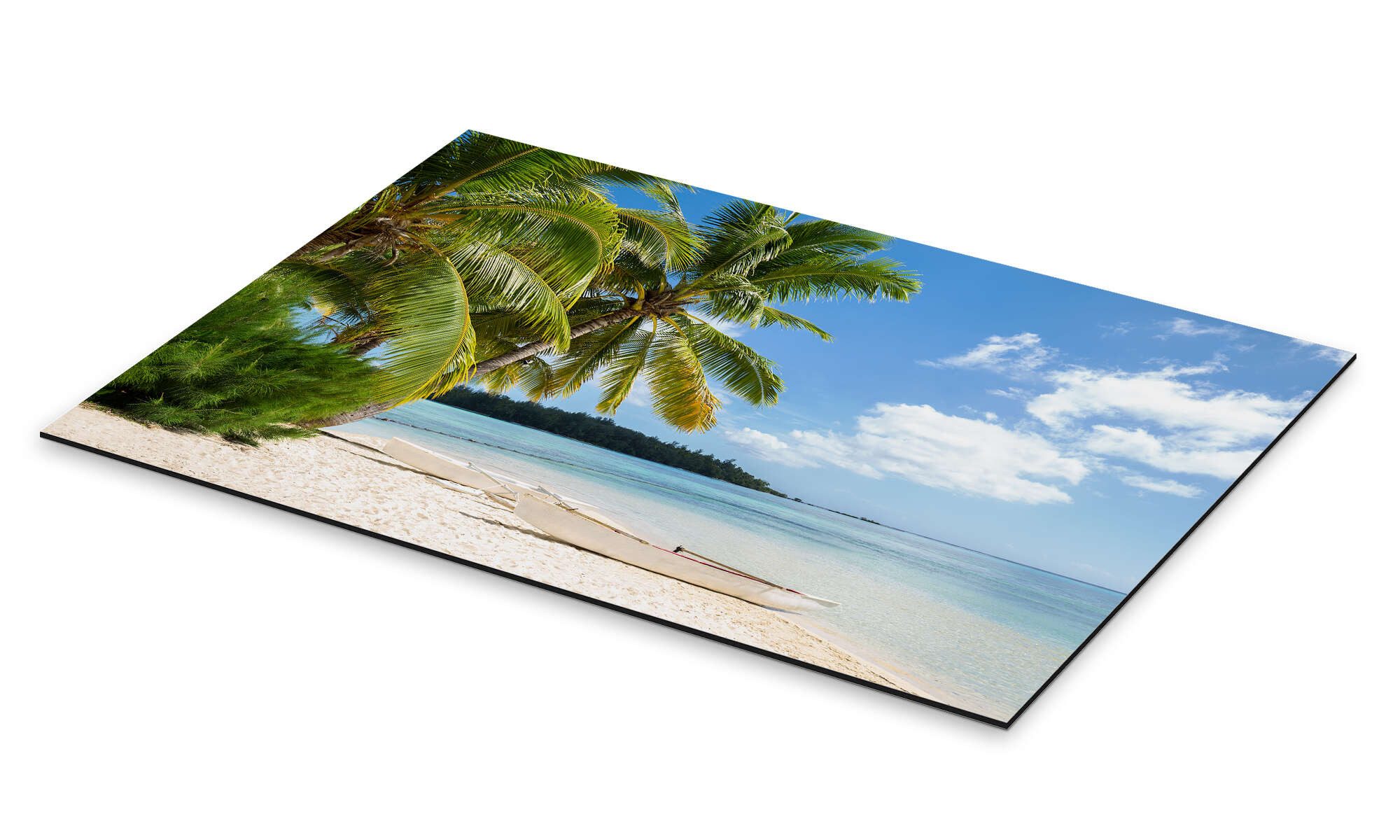 Posterlounge Wandbild Strand mit Palmen und türkisblauem Meer auf Tahiti, J günstig online kaufen