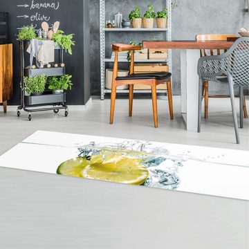 Läufer Teppich Vinyl Küchenmatte Küche Zitrone Limette lang modern, Bilderdepot24, Läufer - weiss glatt