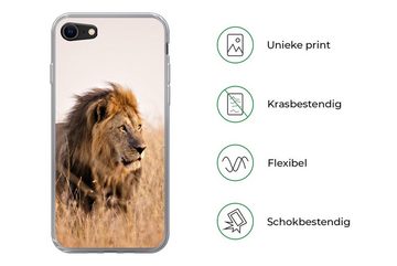 MuchoWow Handyhülle Löwe - Gras - Jagd, Handyhülle Apple iPhone SE (2020), Smartphone-Bumper, Print, Handy