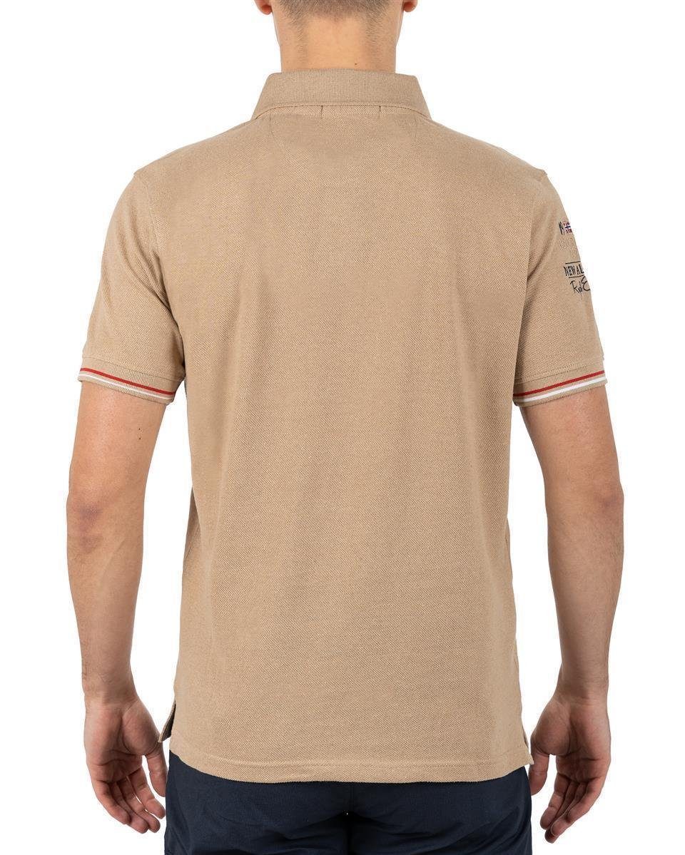 Geographical Norway T-Shirt Poloshirt Aufnähern Kurzarm (1-tlg) Kragen mit Men bakidney Beige und