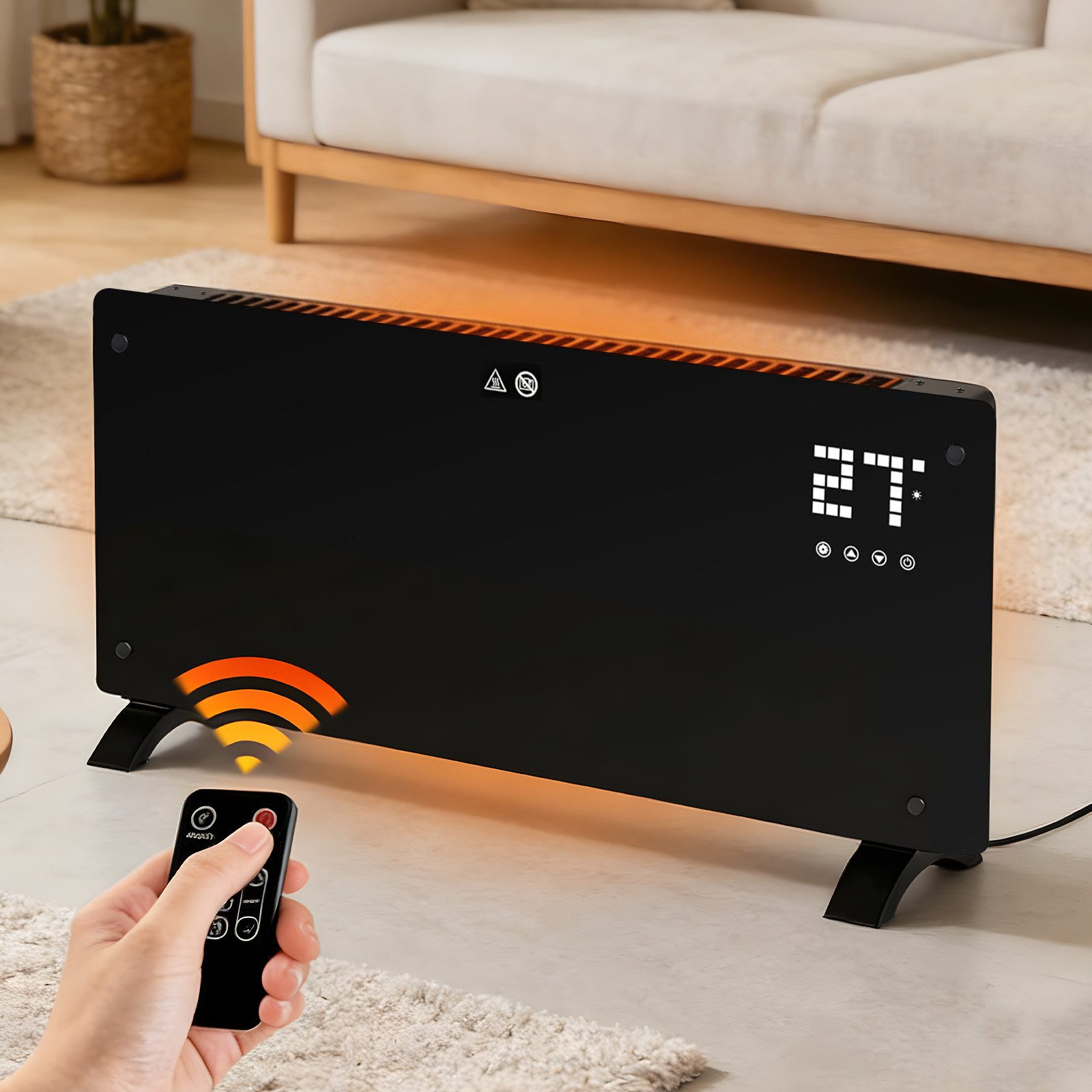 Nettlife Konvektor Elektroheizung 2000W mit energiesparendem Thermostat, 2000 W, für Wohnzimmer Schlafzimmer Heizkörper Heizgerät Heizkonvektor