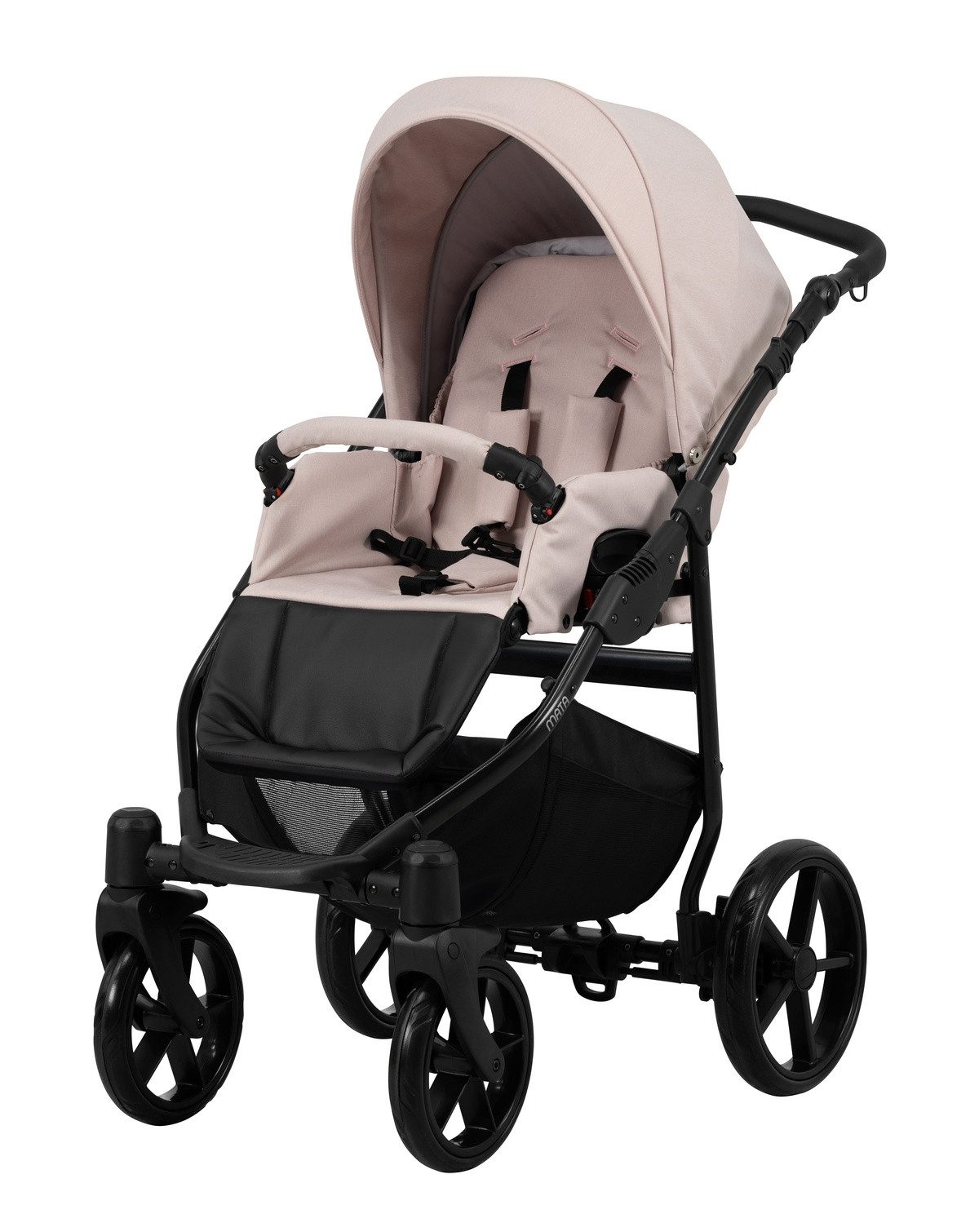 KUNERT Kombi-Kinderwagen 2 in1 MATA mit schwarzem Gestell Graphit – Komfort und Sicherheit, Aluminiumrahmen, verstellbarer Griff, große Gel-Räder
