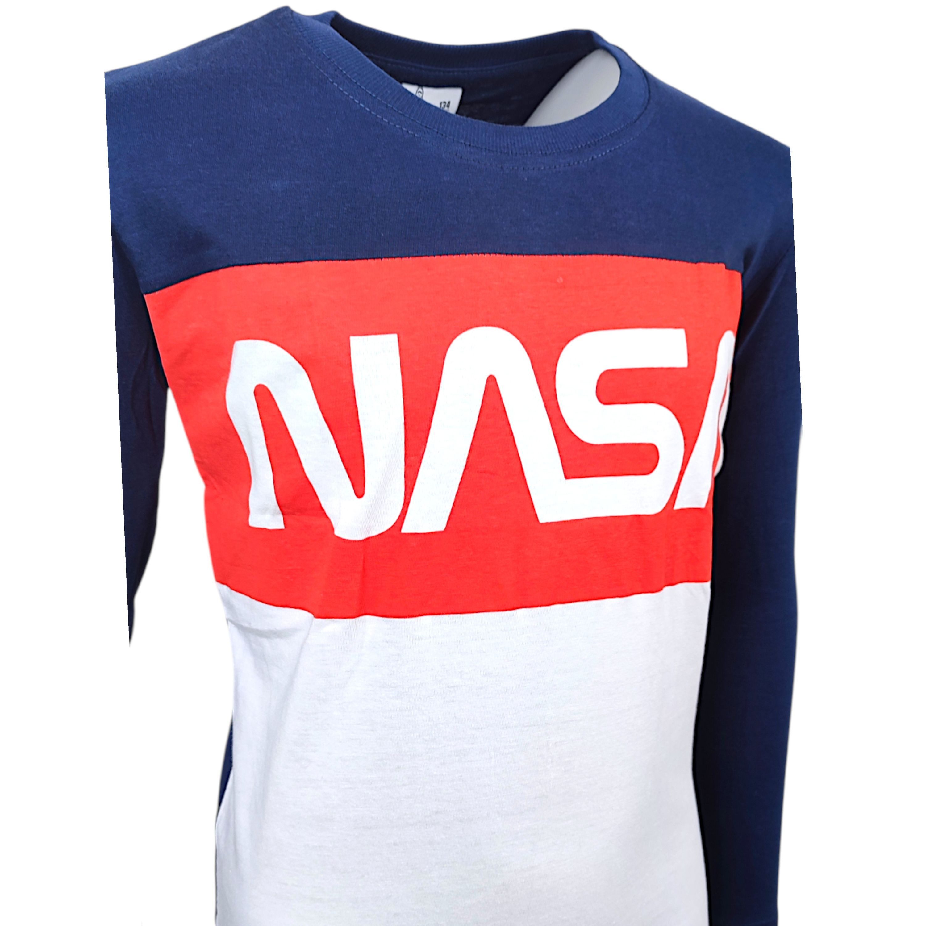 NASA Langarmshirt Colourblock-Design mit NASA-Logo Jungen Shirt aus Baumwolle Gr. 134 - 164 cm