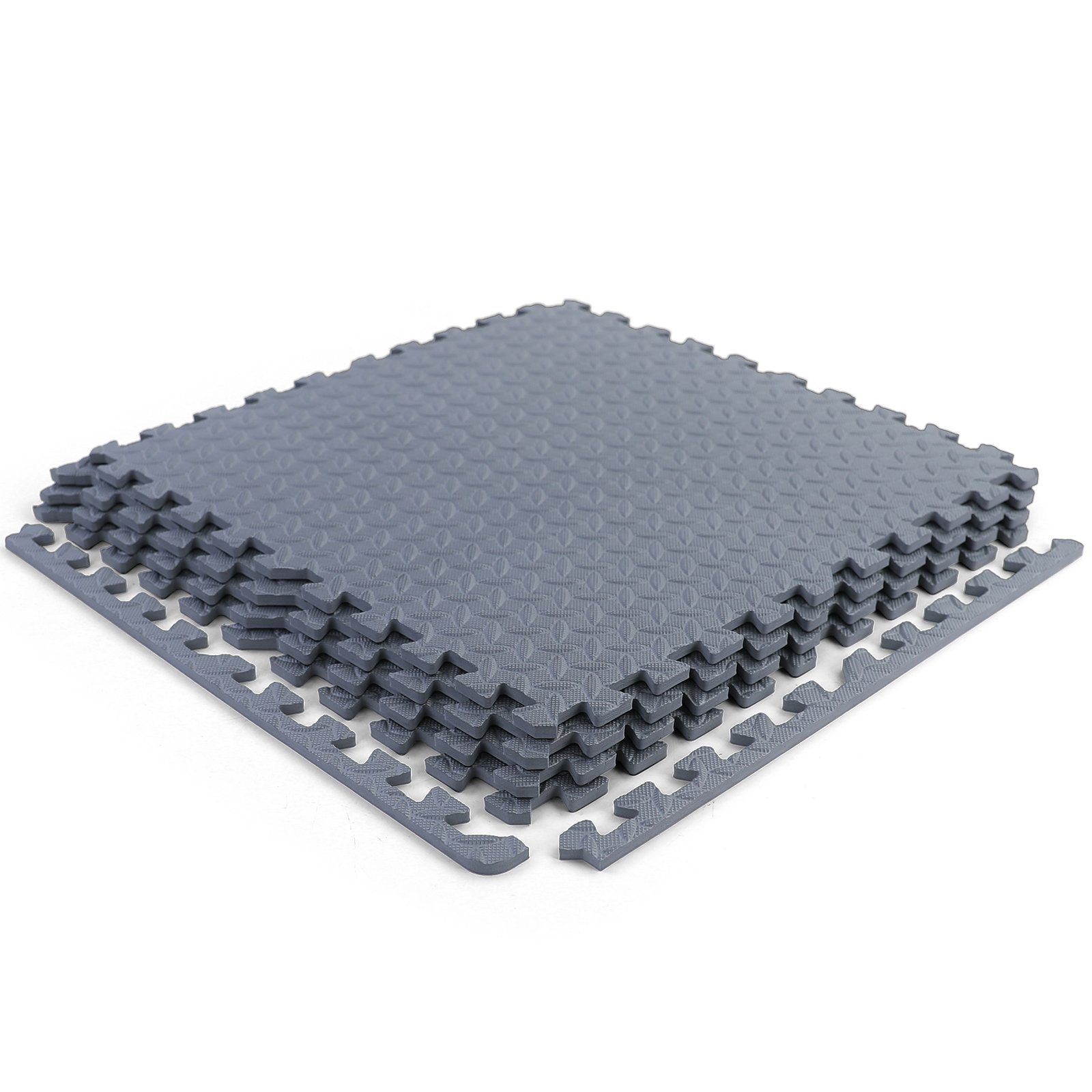 RAMROXX Bodenschutzmatte Riffelblech Puzzle Sportmatte Grau 61x61cm 10mm 4 günstig online kaufen