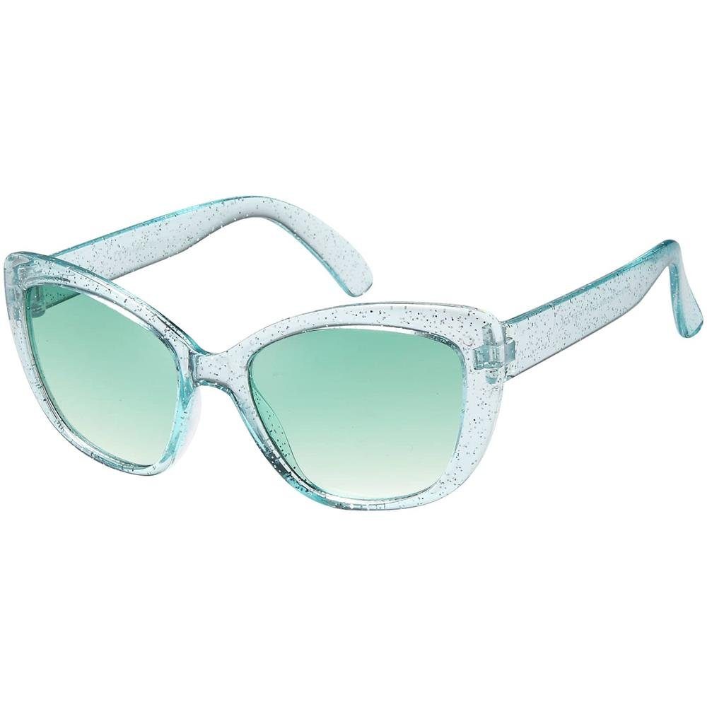 BEZLIT Eyewear Retrosonnenbrille Mädchen Kinder Sonnenbrille Cat-Eye Stil (1-St) mit durchsichtigen Bügel Grün