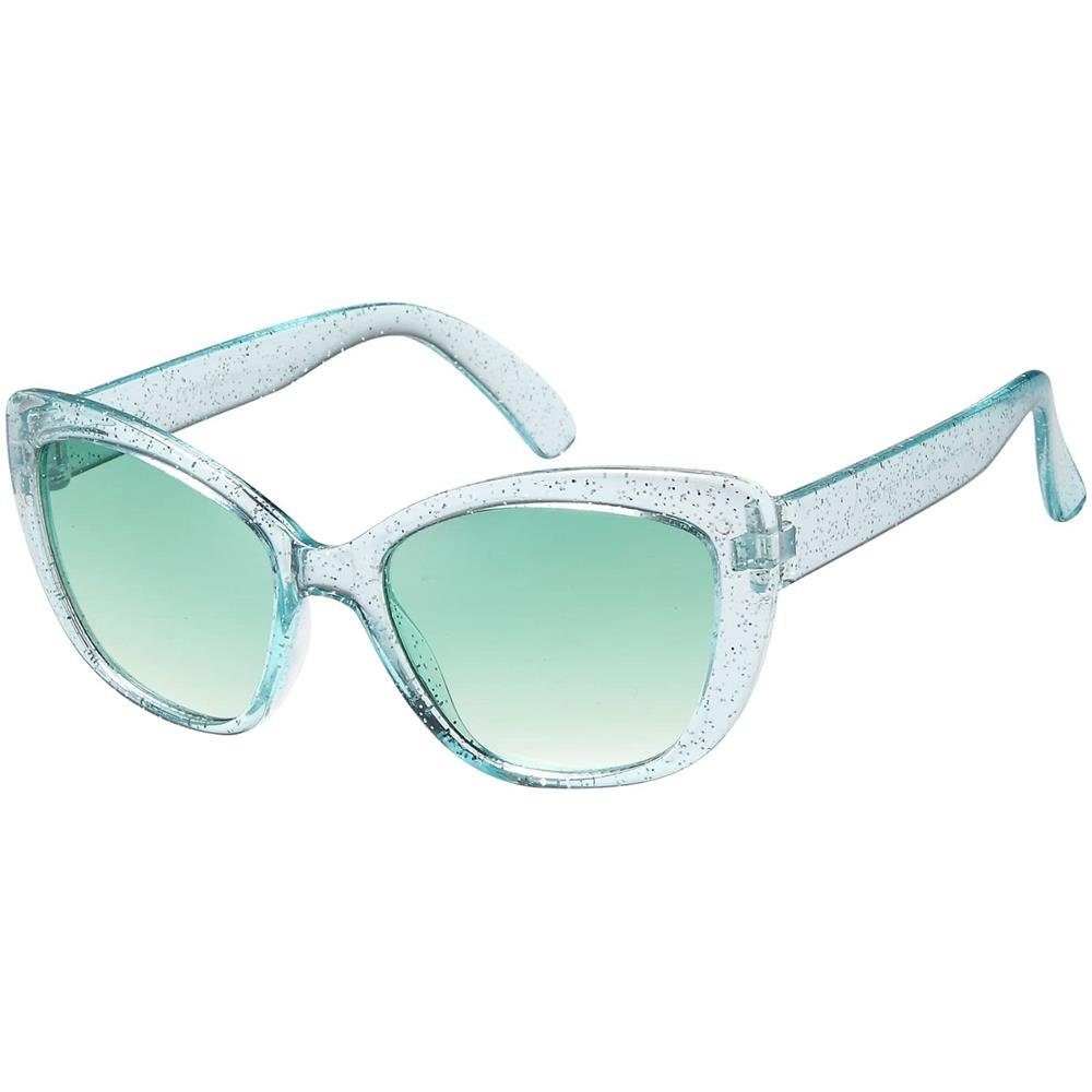 Kinder Retrosonnenbrille Sonnenbrille Grün Mädchen Eyewear BEZLIT durchsichtigen Stil Bügel (1-St) mit Cat-Eye