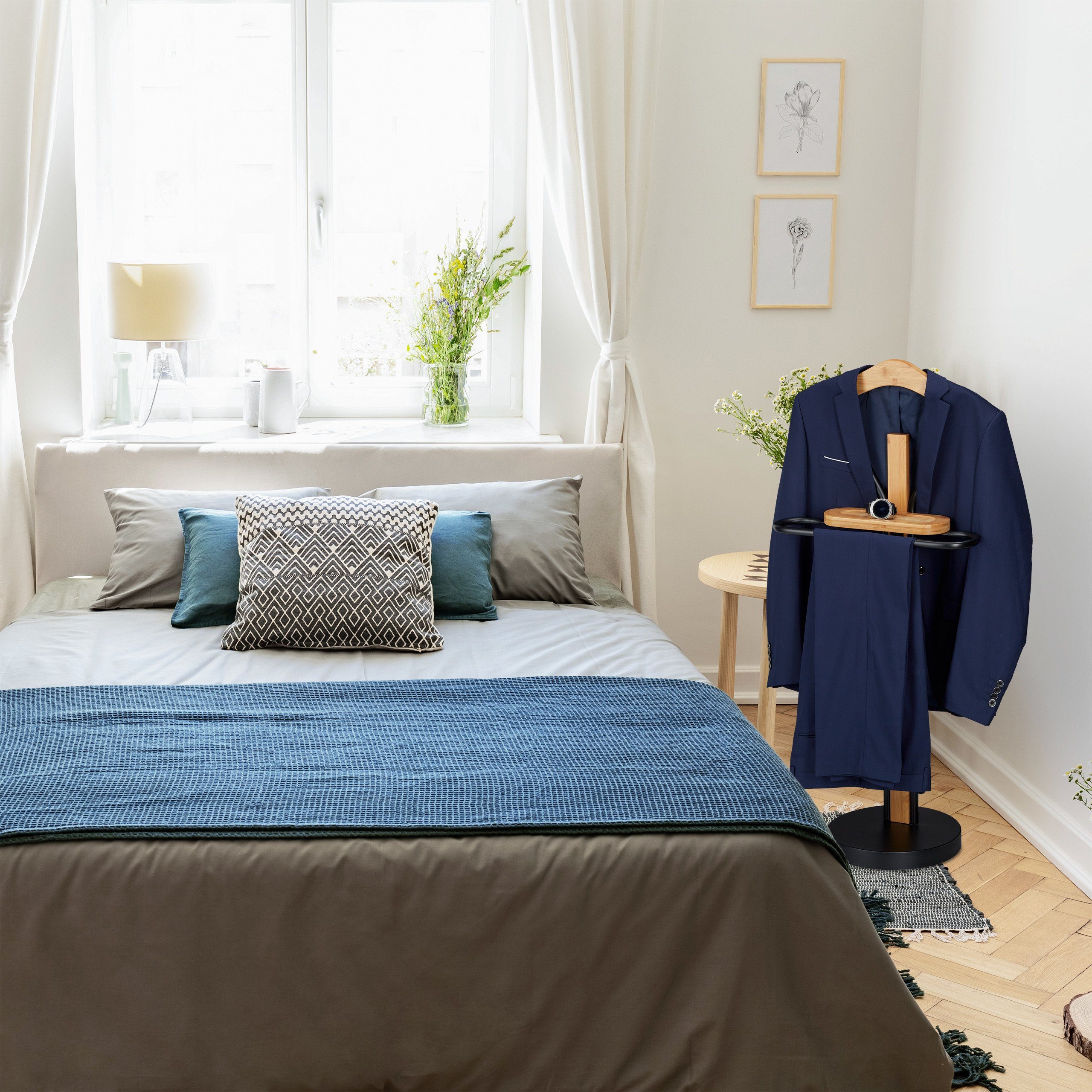 relaxdays Herrendiener Bambus & Metall