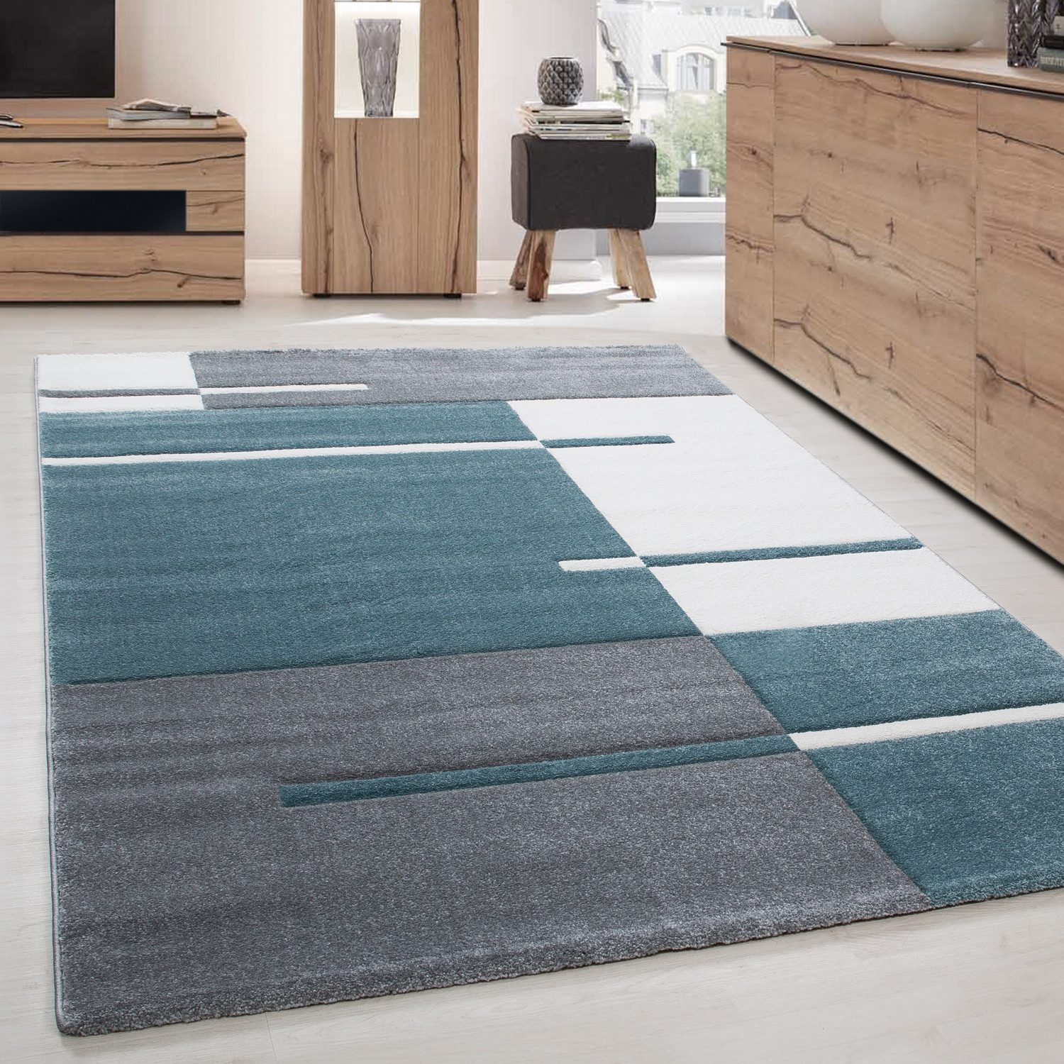 Carpettex Frisé-Teppich Kariert Design, Rechteckig, Höhe: 13 mm, Designer W günstig online kaufen