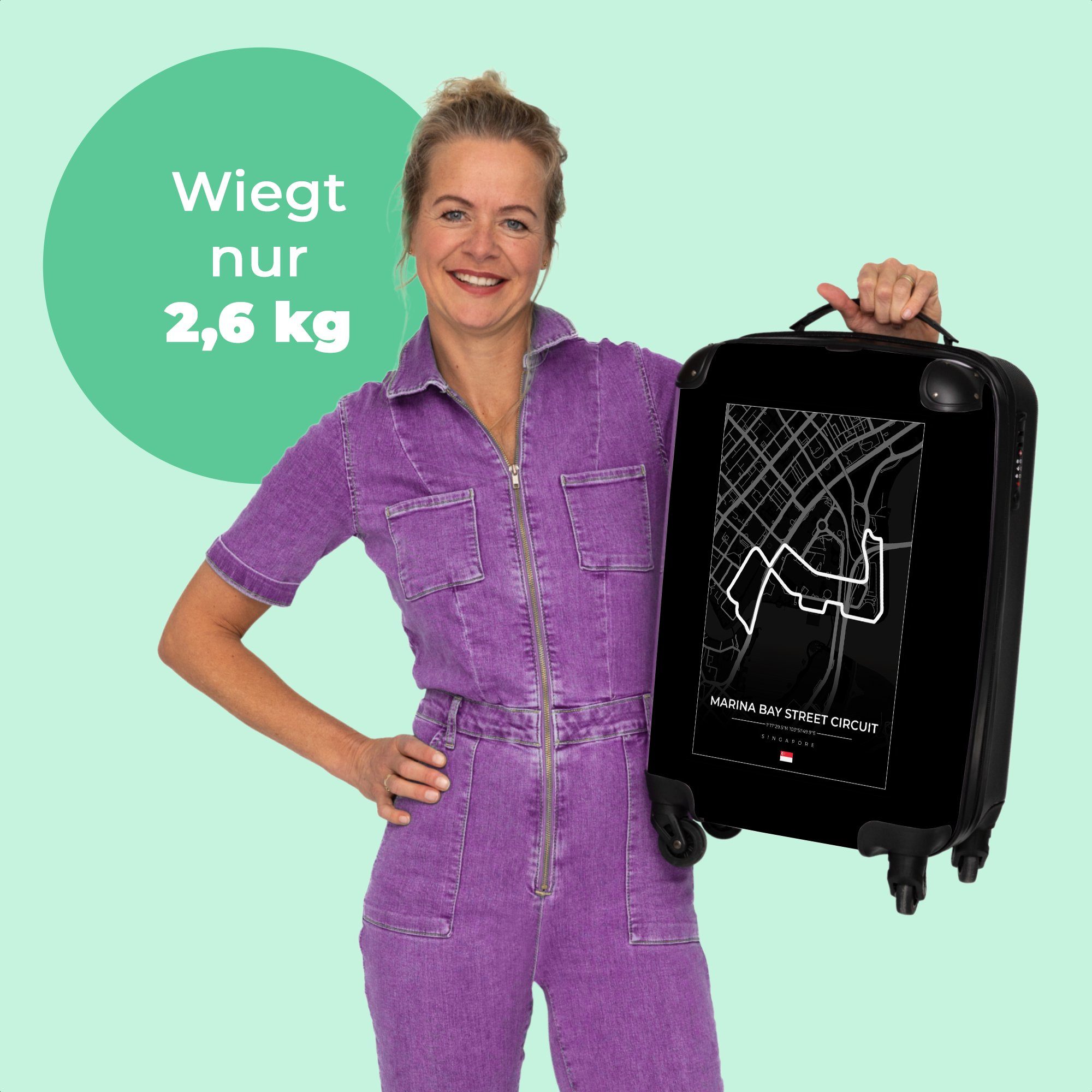 Marina - 55x35x20cm - Sport Trolley Kleine Rennstrecke -, Cabin Rollen, NoBoringSuitcases.com© 4 Reisekoffer Rollen Bay Rollkoffer Handgepäckkoffer - - mit Street 4 F1 Handgepäck Circuit