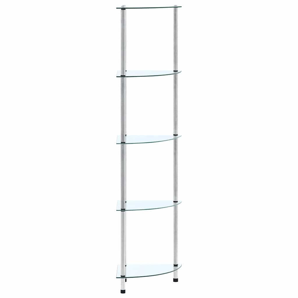 vidaXL Bücherregal Regal mit 5 Ablagen Transparent 30x30x130 cm Hartglas, 1-tlg.