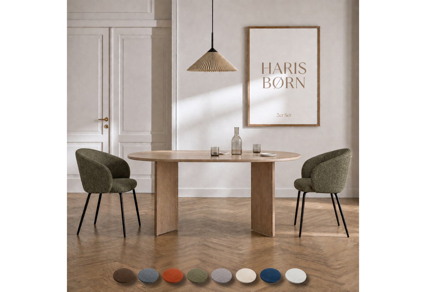 Haris Børn Esszimmerstuhl mit Armlehnen NØR - Hochwertige Polsterstühle für Esszimmer (Set, 2 St), Premium Esszimmer Stühle & Wohnzimmer Stühle