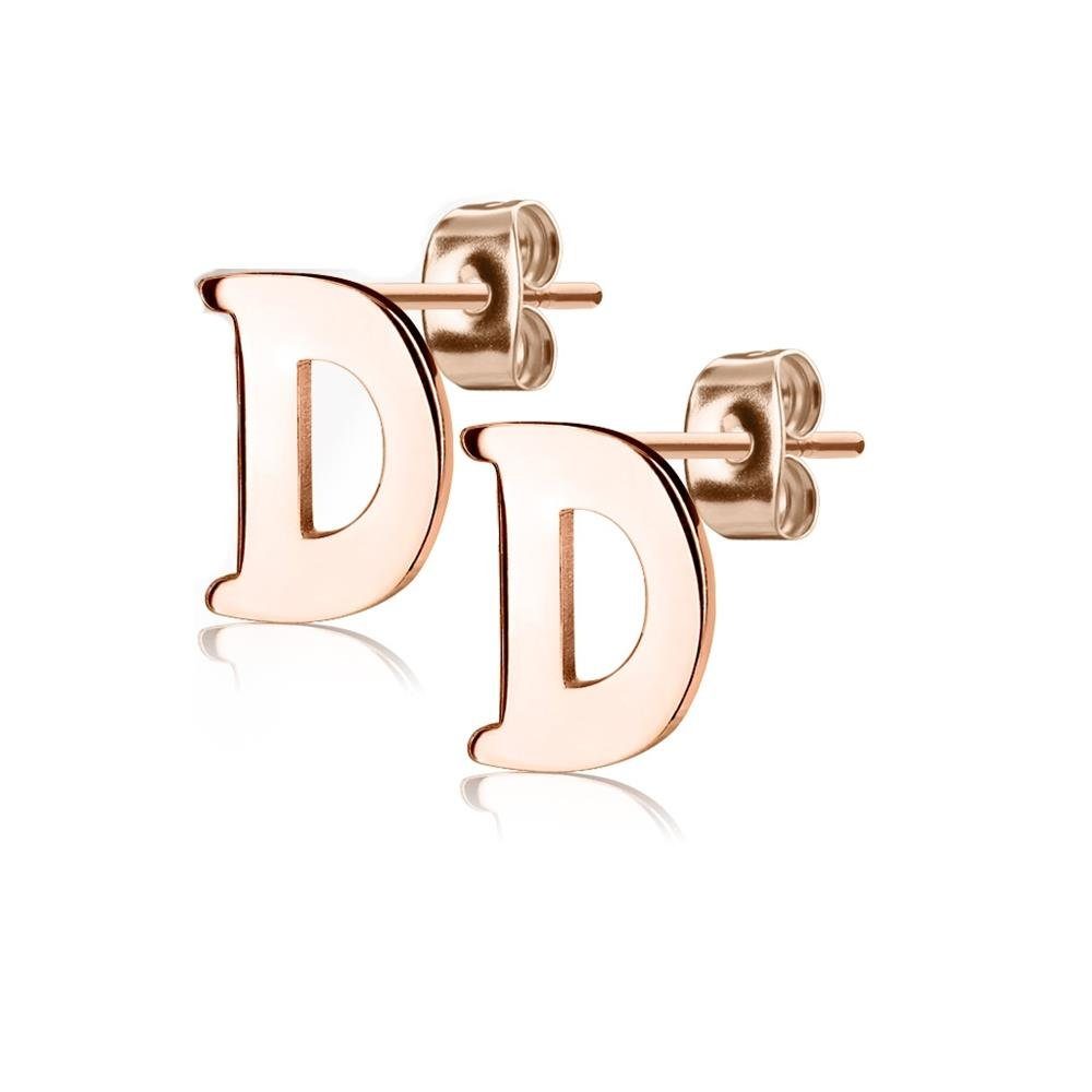 BUNGSA Ohrring-Set Ohrstecker Buchstaben Rosegold aus Edelstahl Damen (1  Paar (2 Stück), 2-tlg), Ohrschmuck Ohrringe