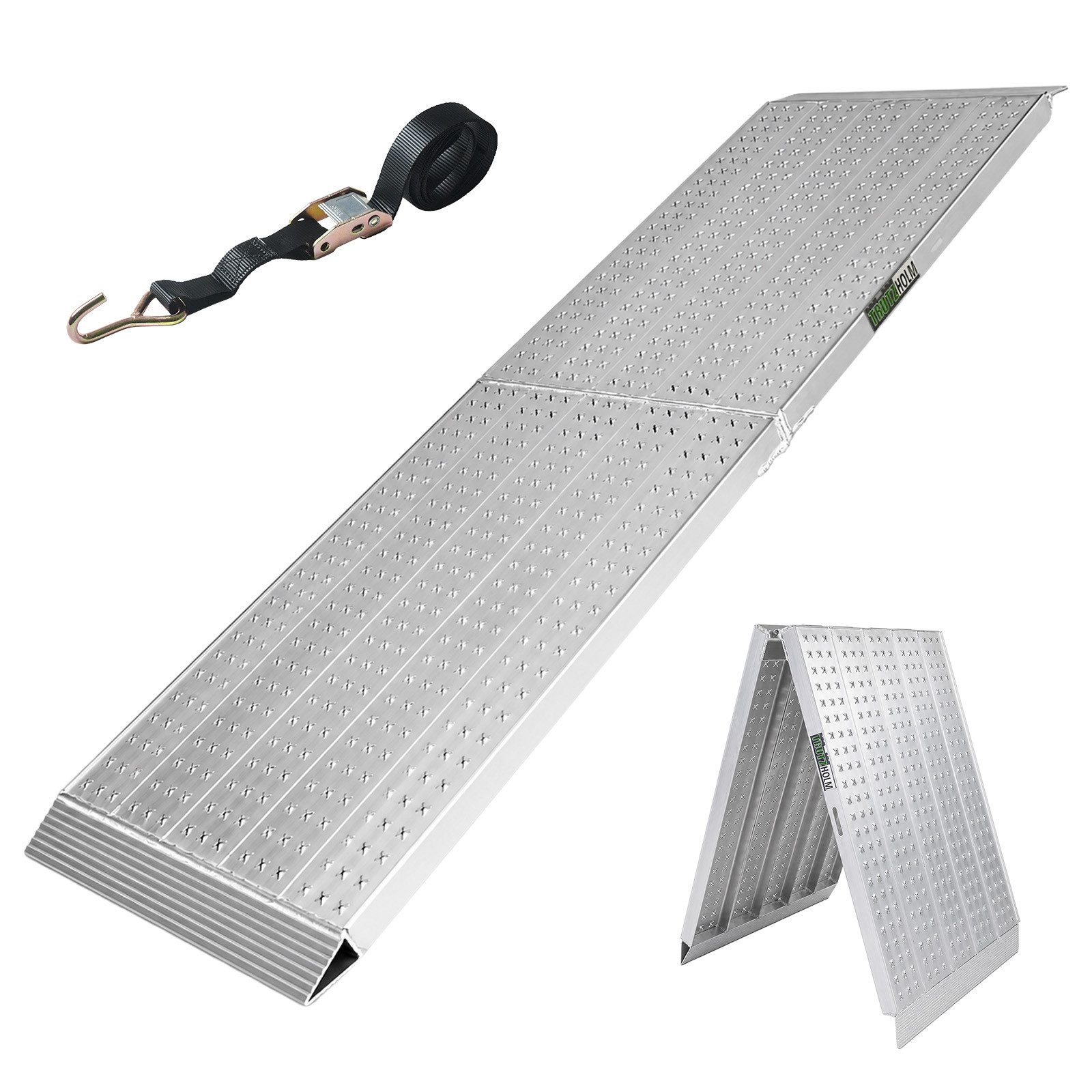 TRUTZHOLM Auffahrrampe 213 cm klappbar Alu 400 kg breite Rampe Verladerampe Eventrampe (Stück, 1-St., 1x), Extra-breite, leichte Alu-Rampe mit hoher Traglast