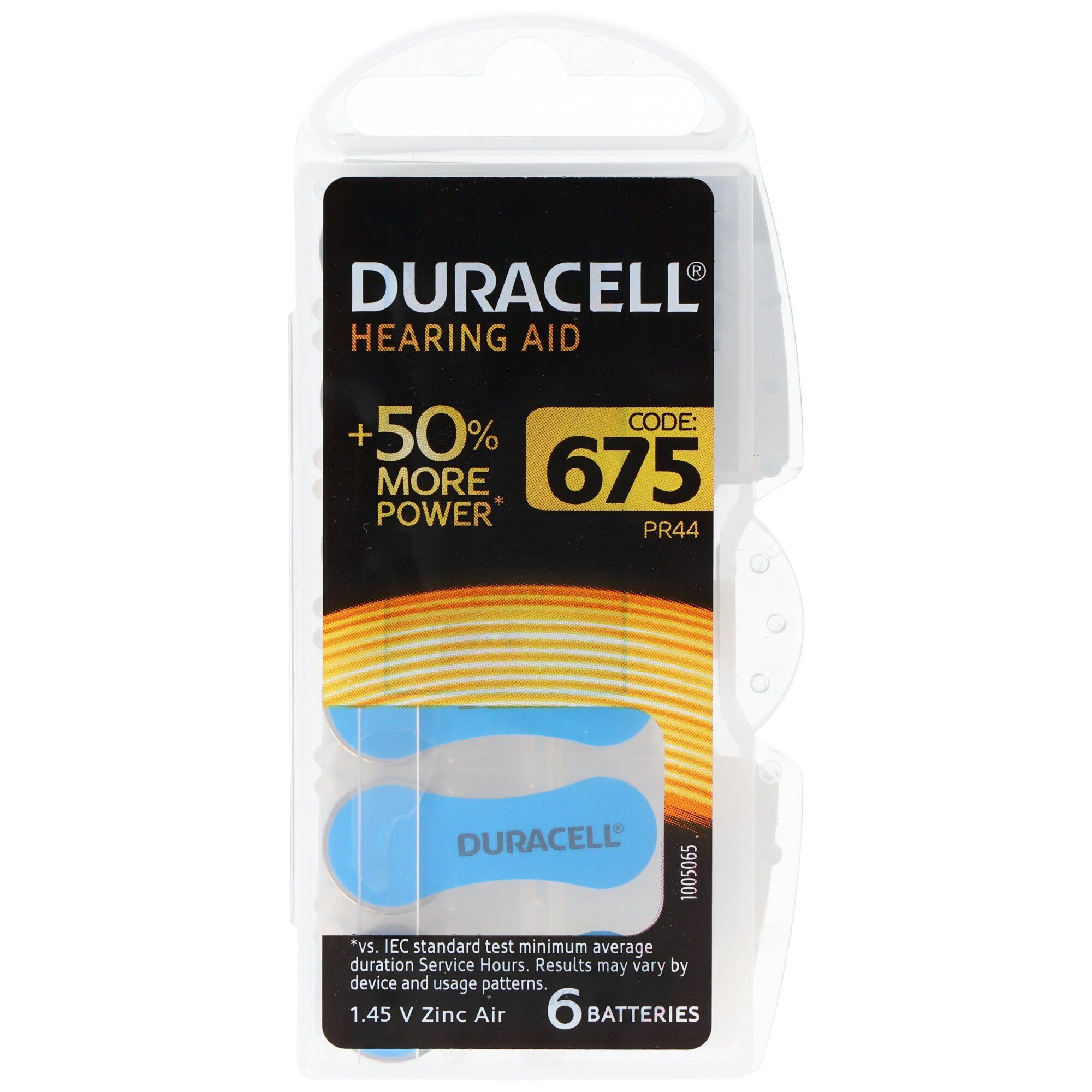 Duracell Duracell Hörgerätebatterie 675, IEC PR44 Zink Air Batterien 6 Stück i Batterie, (1,4 V)