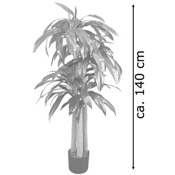 Kunstbaum Drachenbaum Kunstpflanze Kunstbaum Künstliche Pflanze mit Topf 140 cm, Decovego