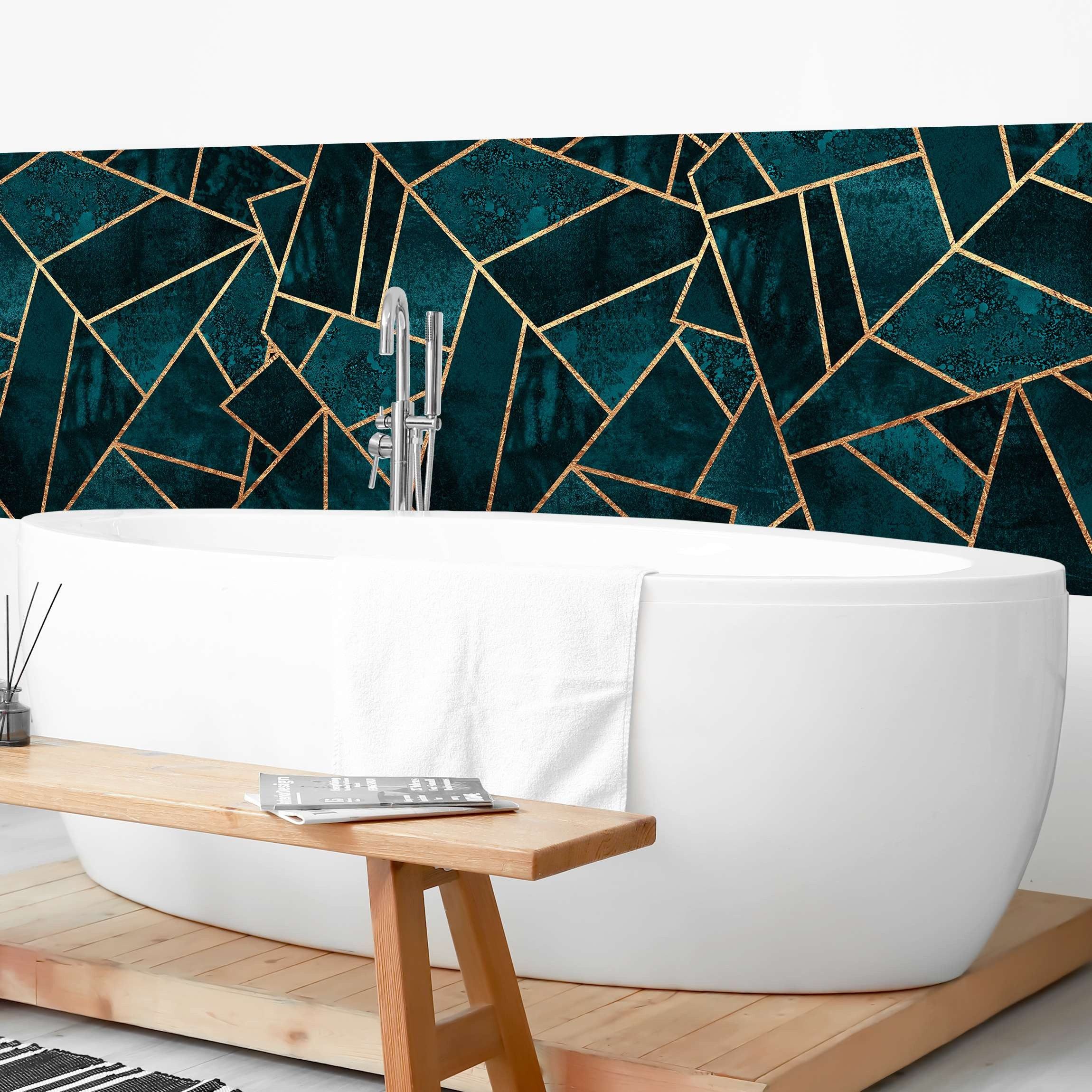 Bilderdepot24 Badrückwand türkis fugenlose Wandverkleidung Bad Abstrakt, (H günstig online kaufen