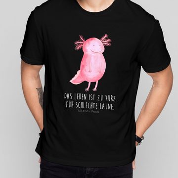 Mr. & Mrs. Panda T-Shirt Axolotl glücklich - Schwarz - Geschenk, Schwanzlurch, Schlafshirt, le (1-tlg)