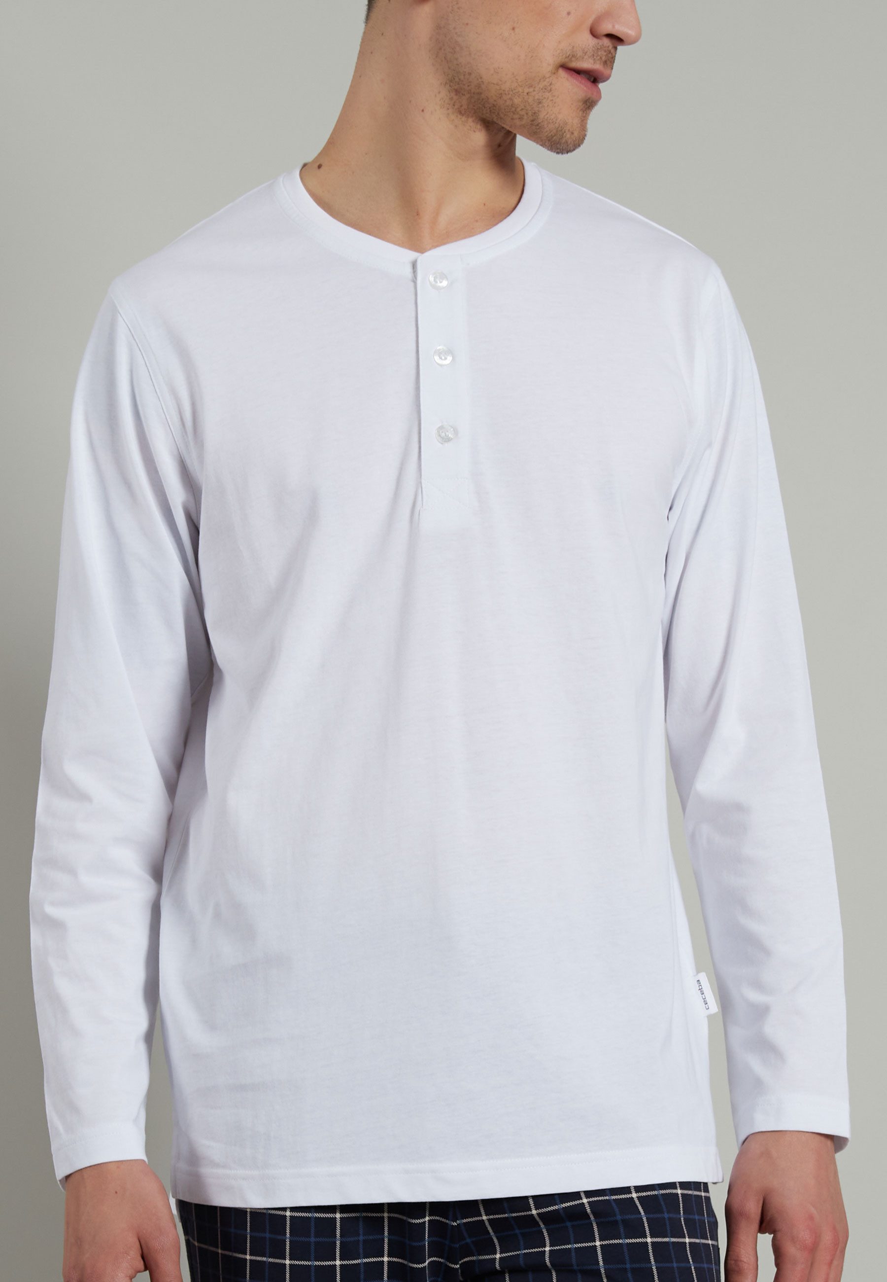 CECEBA Pyjamaoberteil Houston 31237 Button Long Shirt in reiner natürlicher Baumwoll-Qualität