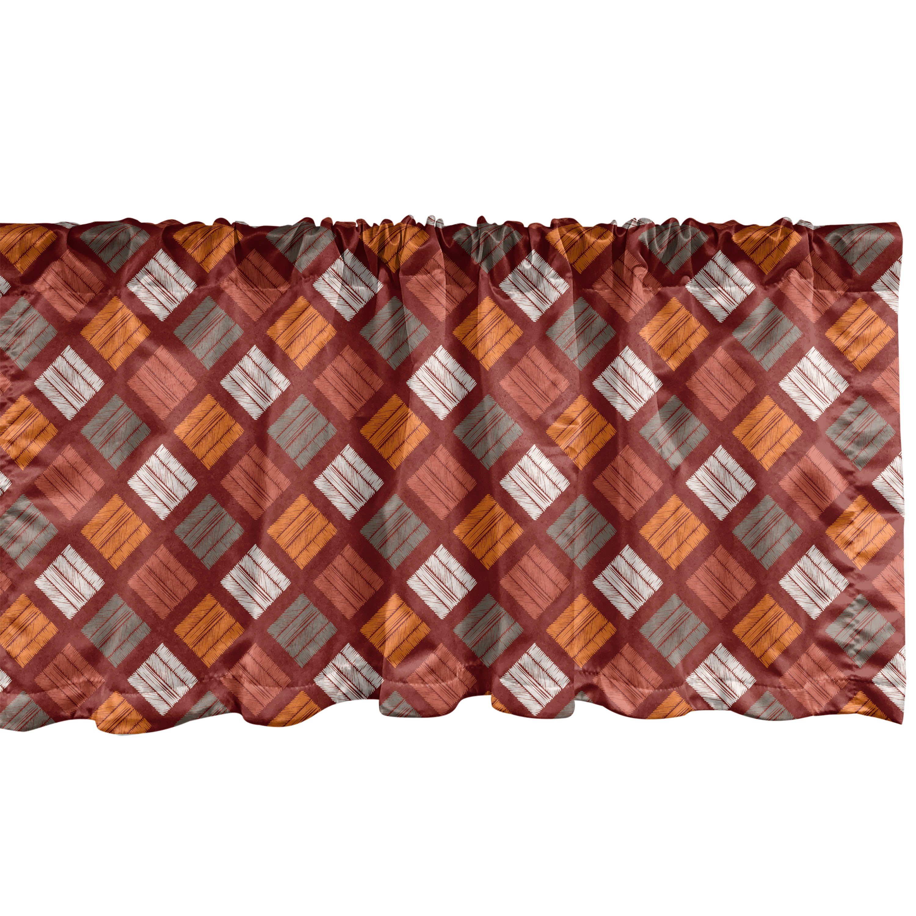 Scheibengardine Vorhang Abstrakt traditionelle für Küche Volant Stangentasche, Abakuhaus, Squares Schlafzimmer mit Microfaser, Dekor