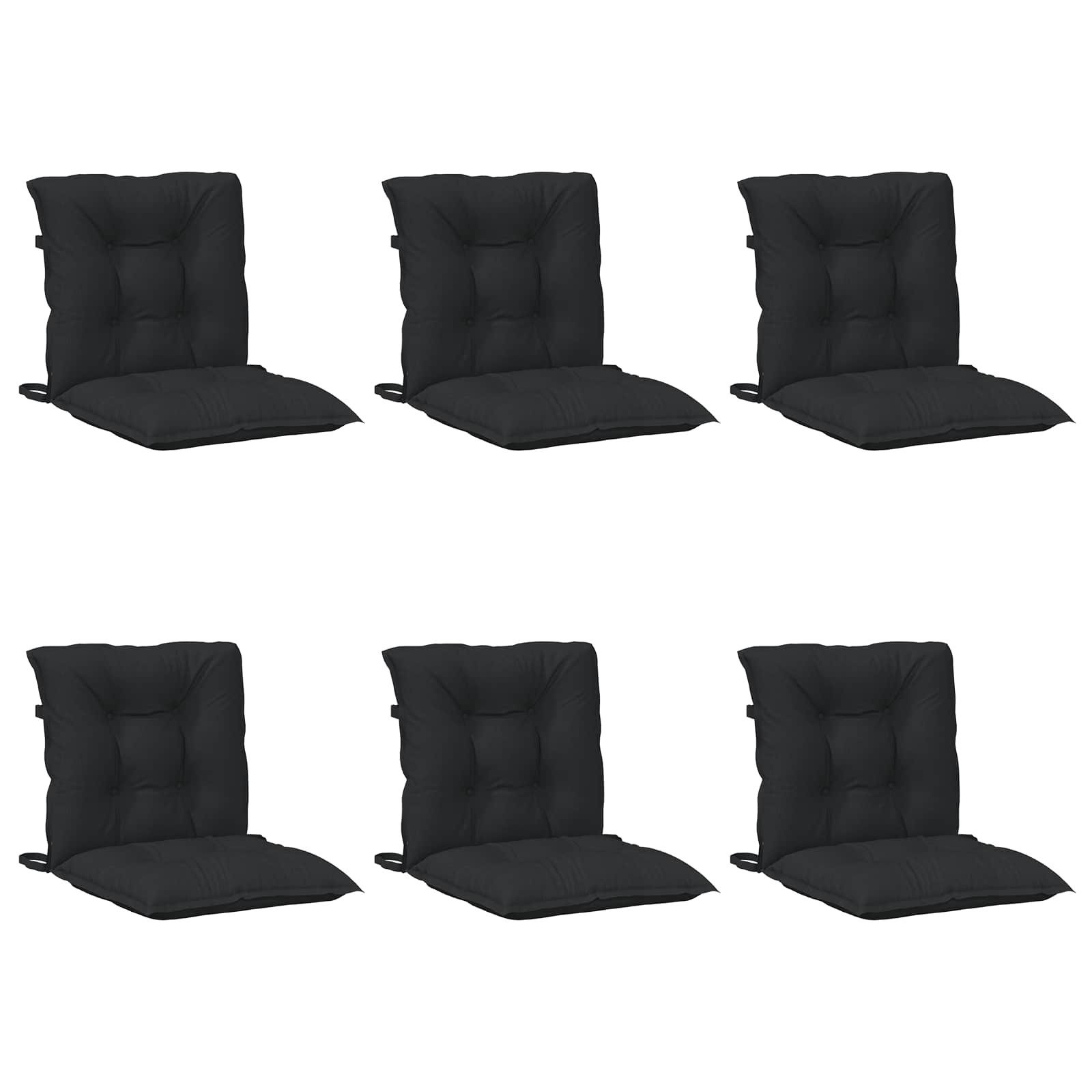 vidaXL Sitzauflage Niedriglehner Stuhlkissen Set 6 stk. Polyester Melange Schwarz, (6 St)