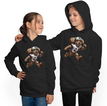 MyDesign24 Hoodie Kinder Kapuzensweater - Hund im American Football Dress Kapuzensweater mit Aufdruck, i500