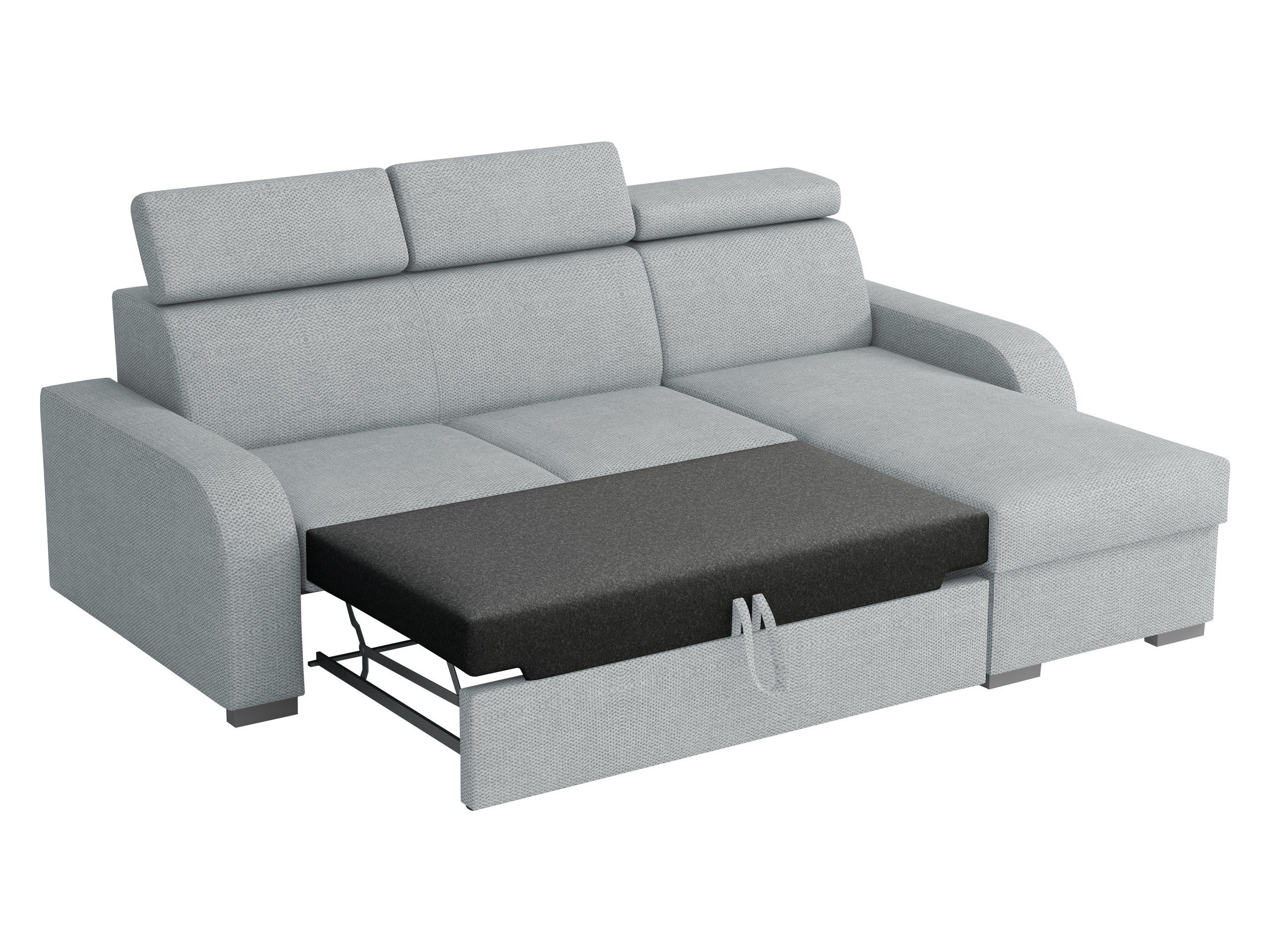 MIRJAN24 Ecksofa Oslo 2rLC, mit Schlaffunktion und Bettkasten, Einstellbare Kopfstützen, 235x170x85-100 cm