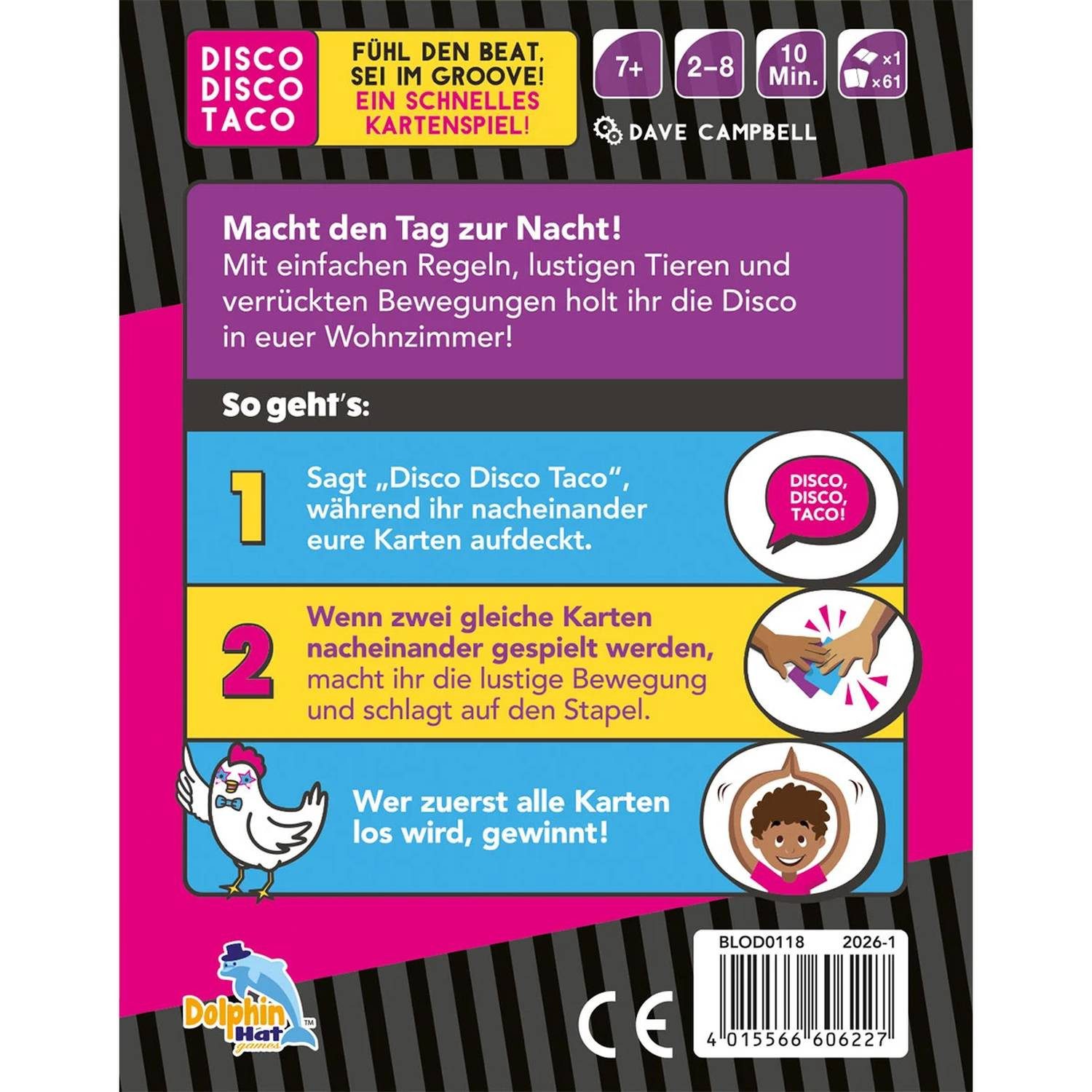 Asmodee Spiel Reaktionsspiel Disco Disco Taco für 2-8 Spieler ab 7 Jahren