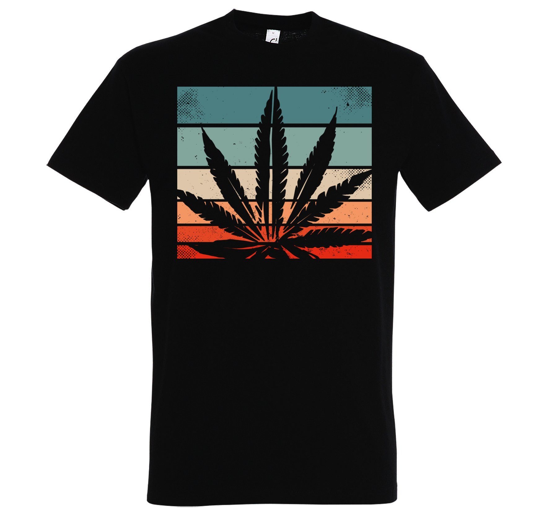 Youth Designz T-Shirt Schwarz T-Shirt mit Trendigem Frontdruck Cannabis Retro Herren