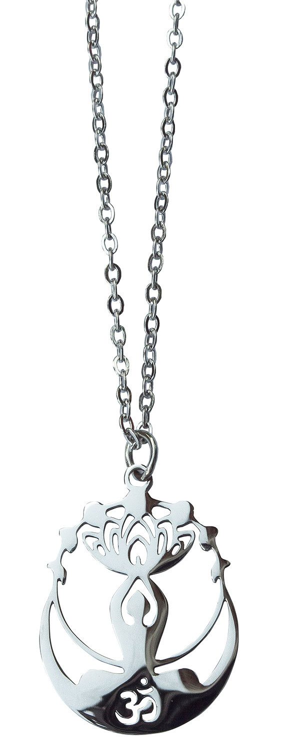 Kette mit Anhänger Halskette "Chandra Yogini" Edelstahl 3cm mit 50cm Edelstahlkette