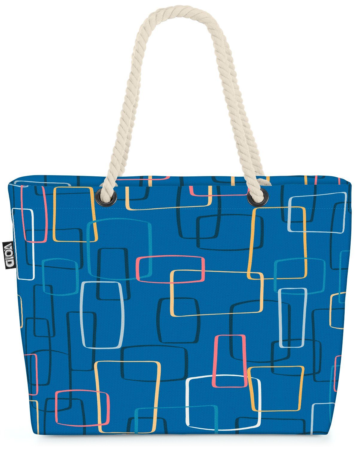 VOID Strandtasche (1-tlg), 70er Grafik Muster Farben 70er Grafik Muster Farben Blau Fernseher ge