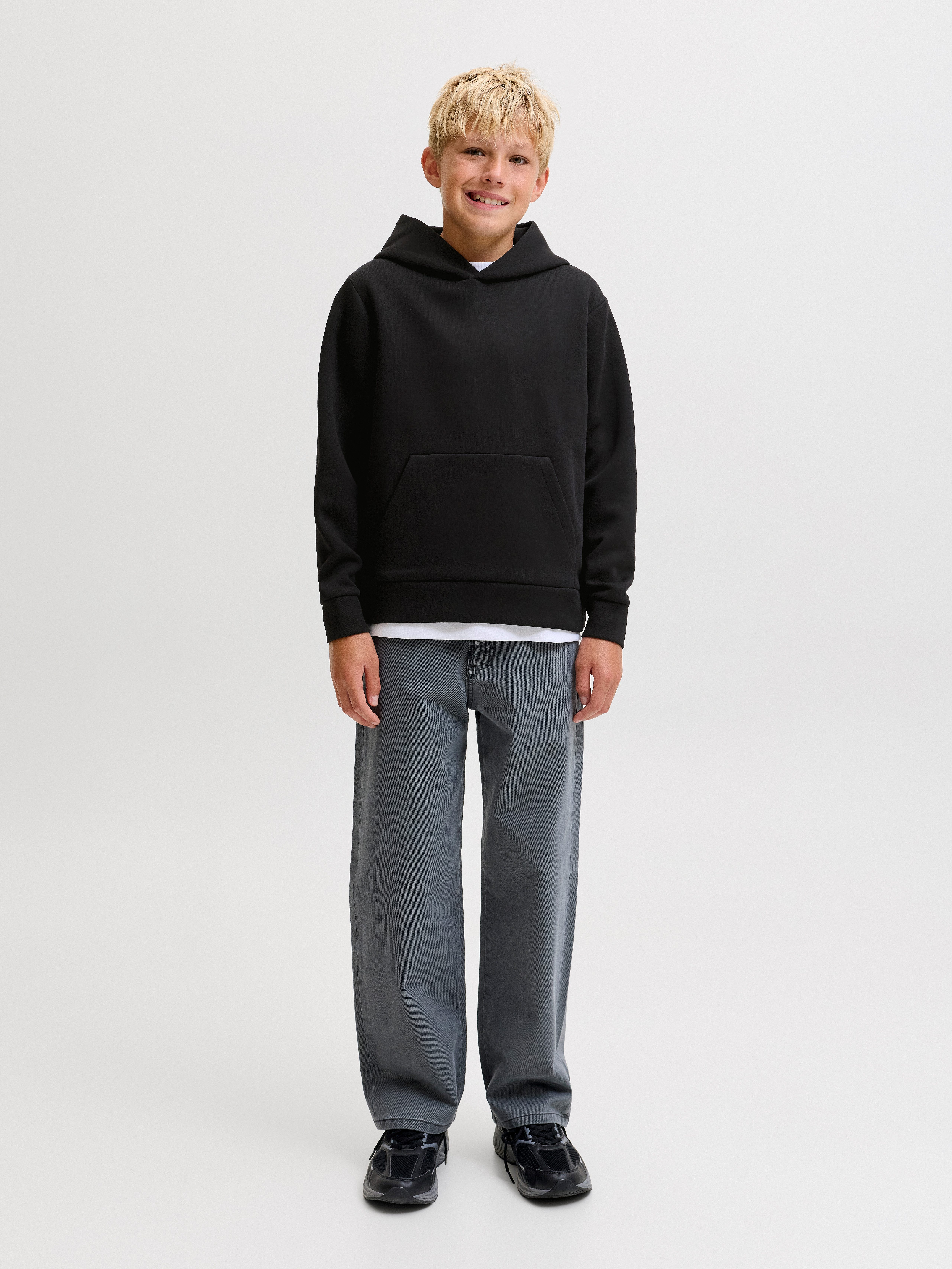 Jack & Jones Junior Kapuzensweatshirt JJEBARRON SWEAT HOOD NOOS JNR Materialmix, locker geschnitten – Bild 5 von 5