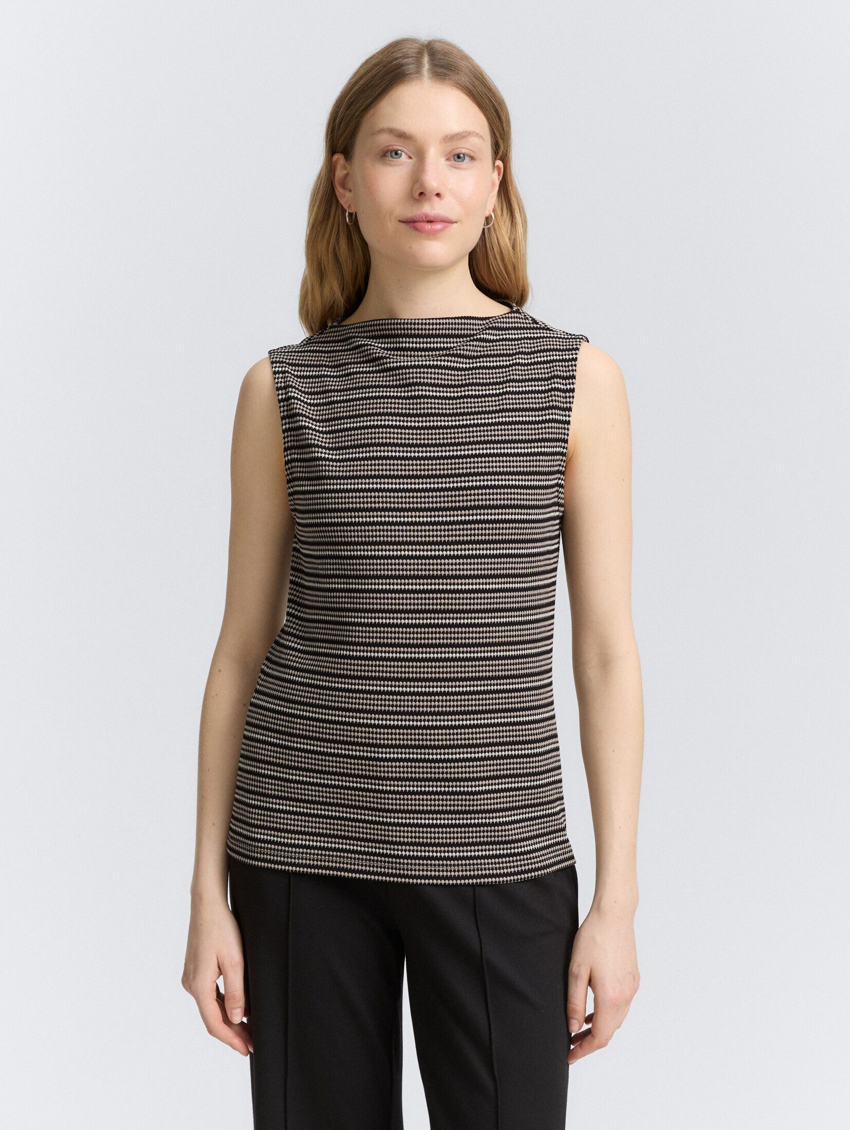 Trägertop Jacquard Top mit Stehkragen
