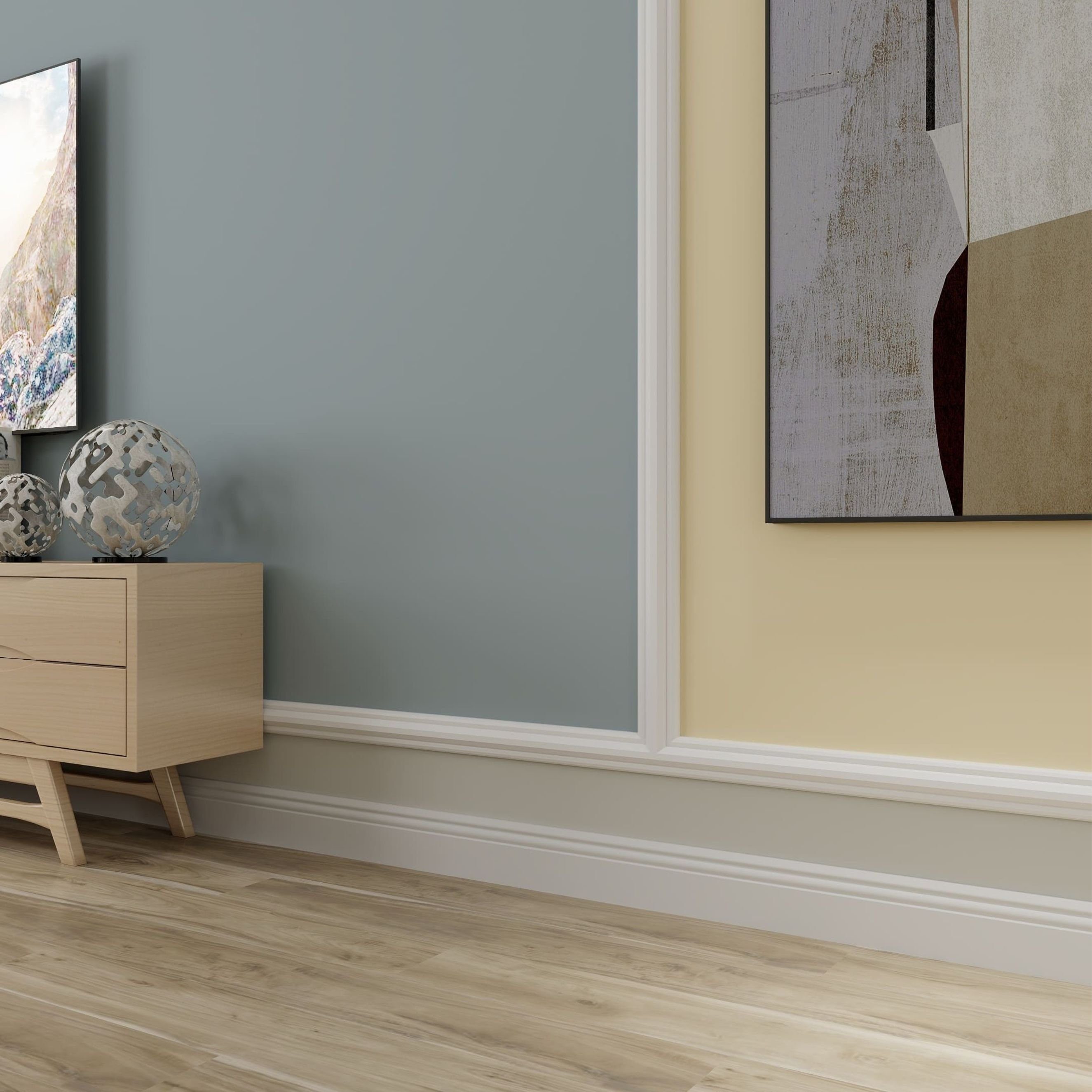 PROVISTON Sockelleiste Berliner Profil, 16 x 80 x 2000 mm, Hamburger Fußleiste Kunststoff