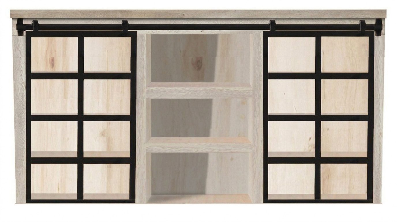 WOLF MÖBEL Vitrine KALI Buffet Aufsatz mit 2 Schiebetüren, 3 Ablagen & Licht (145 x 42 x 90)