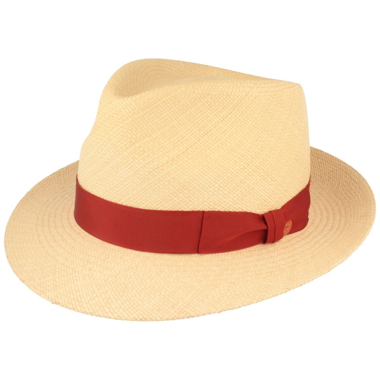 Mayser Strohhut wasserabweisender, hochwerigter Panama Hut Manuel mit UV-Schutz 80 0004 natur/1032 rot