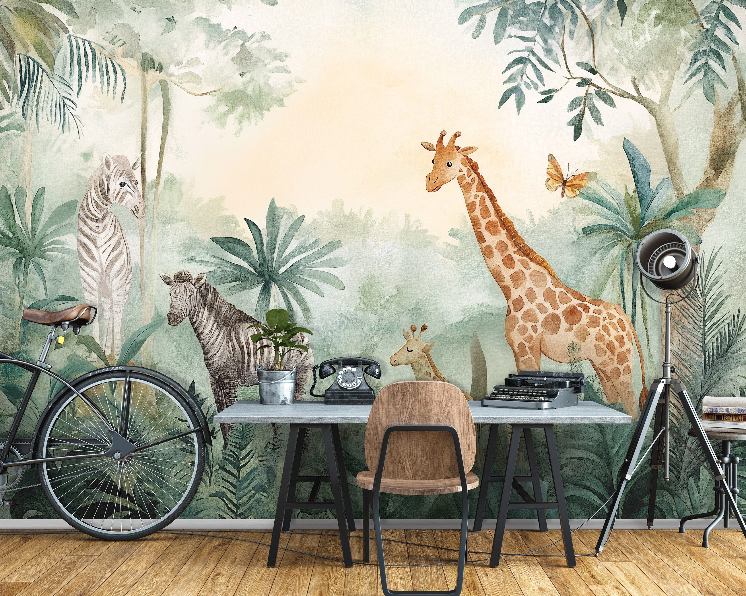 Wallarena Fototapete Kinderzimmer Tiere Natur Grün Vlies Tapete Wandtapete, günstig online kaufen