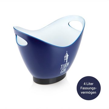 TURM GIN Eiswürfelbehälter LED-Eiskübel- 4 l Fassungsvermögen - blau/schwarz mit Logo